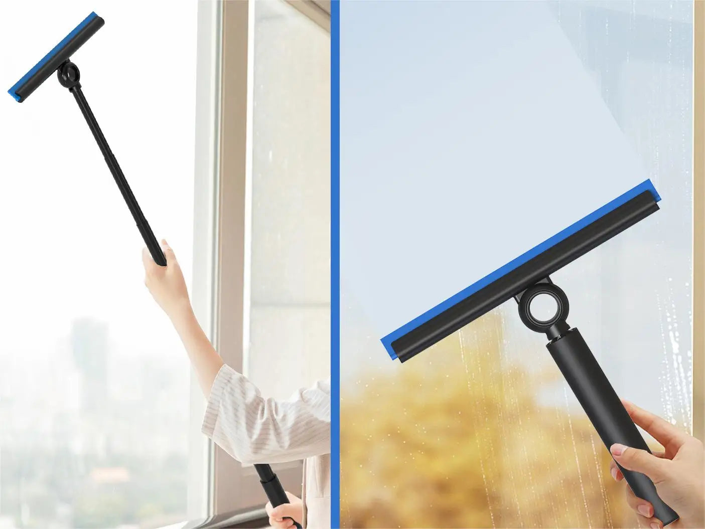 Adjustable Length Shower Squeegee | for Streak-Free Glass Doors, Mirrors & Windows | Bathroom Cleaning Tool