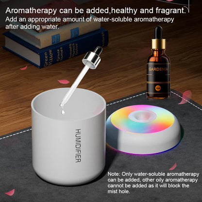 180ML Mini USB Humidifier & Aroma Diffuser | 7-Color LED Mood Light for Home, Car, Office | Essential Oil Purifier