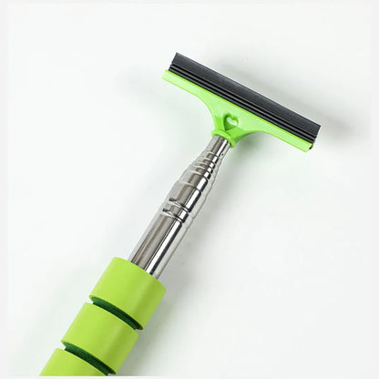 Car Mirror & Glass Cleaning Tool | Telescopic Handle with Wiper and Scraper | Reach Difficult Interior & Exterior Spots