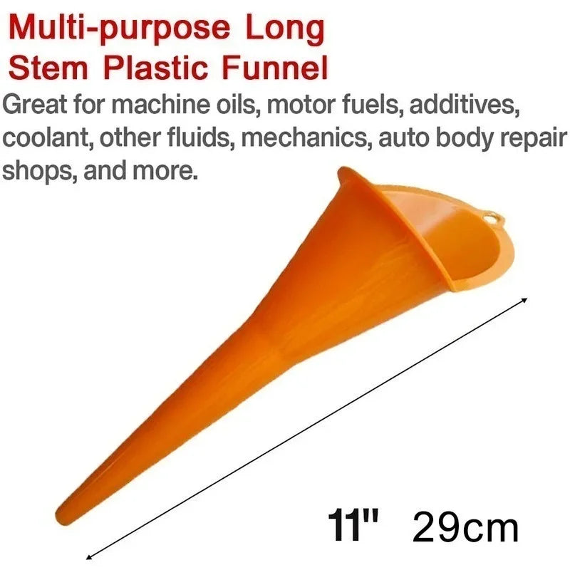 Long-Reach Anti-Splash Funnel | Plastic Oil & Gas Filling Tool for Cars & Trucks | Easy Engine Refueling