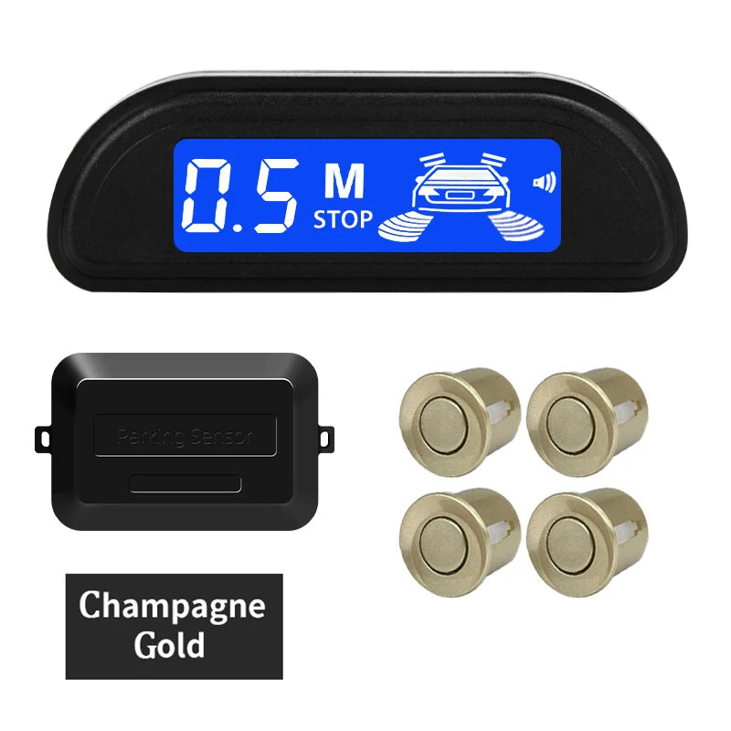 Hippcron 4-Sensor Parking Aid Kit | 3" LCD Display with Backlight | Universal Buzzer & Visual Alerts for Car Reverse Safety