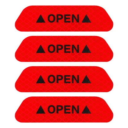 4-Piece Car Door Edge Protector & Warning Sticker Set | Reflective Safety Tape for Exterior & Interior | Prevents Scratches