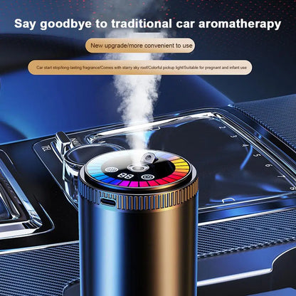 Smart Car Air Freshener with Starry Sky Light | Rechargeable 5-Level Aroma Diffuser | Auto Scent Detection & Mood Lighting