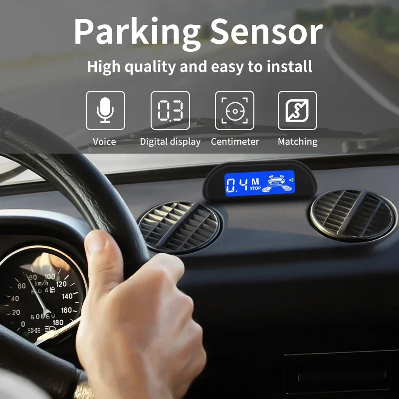 Hippcron 4-Sensor Parking Aid Kit | 3" LCD Display with Backlight | Universal Buzzer & Visual Alerts for Car Reverse Safety