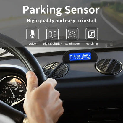 Hippcron 4-Sensor Parking Aid Kit | 3" LCD Display with Backlight | Universal Buzzer & Visual Alerts for Car Reverse Safety