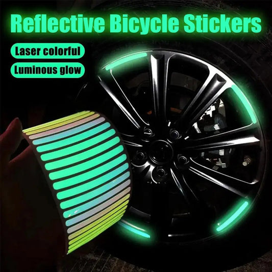 20-Pack Motorcycle Wheel Reflective Strips | Rim & Hub Safety Decals for Night Riding | High-Visibility Styling Kit