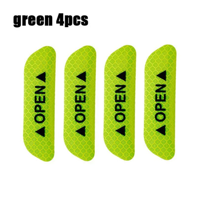 4-Piece Car Door Warning Reflector Kit | "OPEN" Safety Stickers for Interior & Exterior | Night Visibility Reflective Tape
