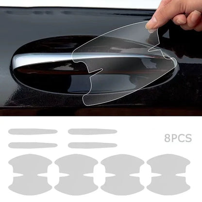 8-Piece Car Door Handle Protection Kit | Scratch-Proof Door Bowl & Cup Guard Film | Invisible Paint Protection Stickers