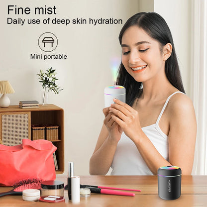 180ML Mini USB Humidifier & Aroma Diffuser | 7-Color LED Mood Light for Home, Car, Office | Essential Oil Purifier