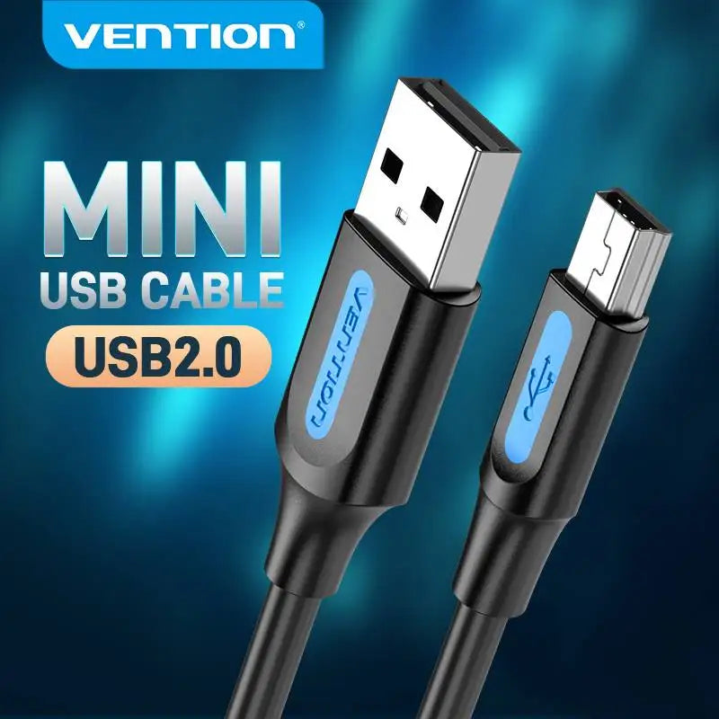 Vention Mini USB Cable [2-Pack] | USB 2.0 Fast Sync & Charge Cable for GPS, MP3 Player, Digital Camera, HDD | 3ft