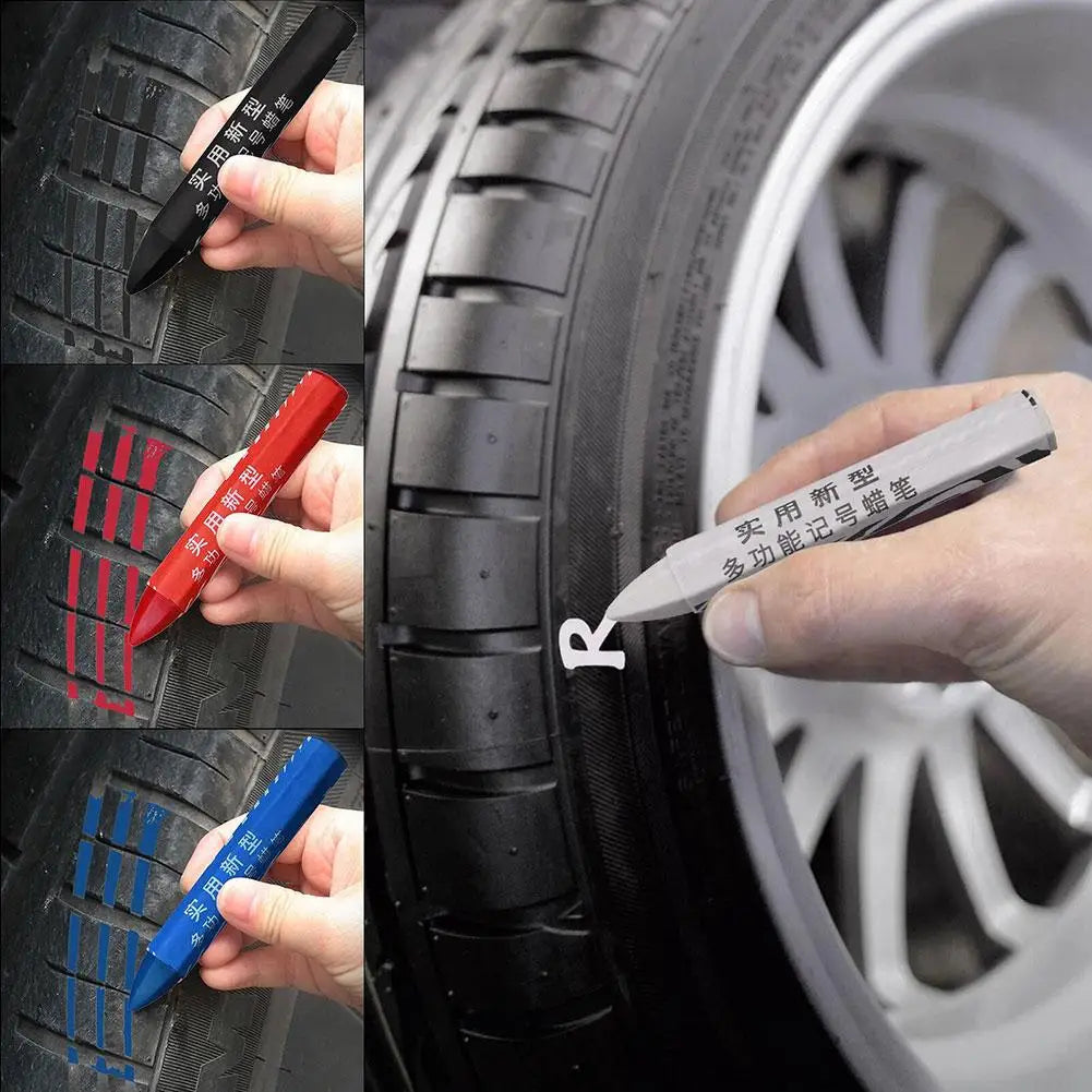 Waterproof Tire Crayon Marker - Portable, Fade-Resistant Paint Pen for Car Tire Tread, Stones, Tiles, and Vehicle Care