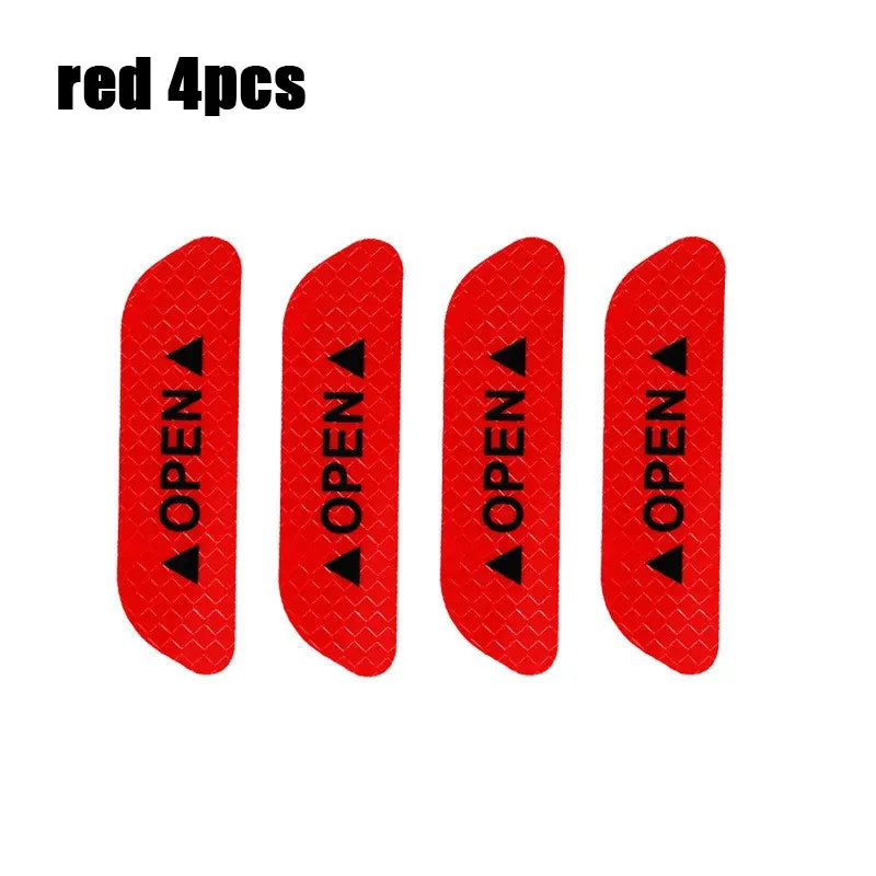 4-Piece Car Door Warning Reflector Kit | "OPEN" Safety Stickers for Interior & Exterior | Night Visibility Reflective Tape
