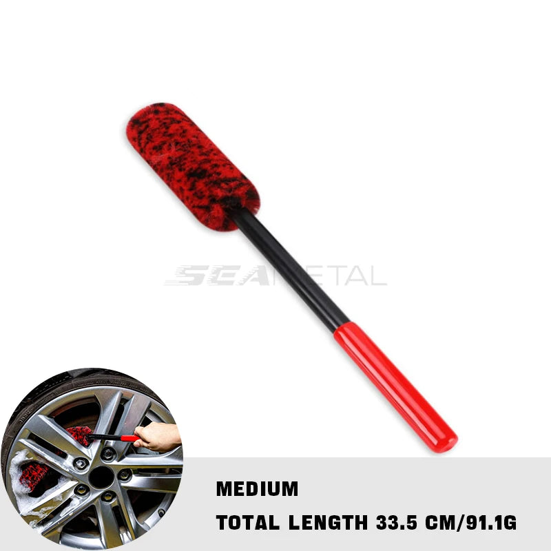 SEAMETAL Bendable Wheel Detailing Brush Set | Flexible Woolies for Car Rim & Tire Cleaning | Scratch-Free Wheel Woolie Kit