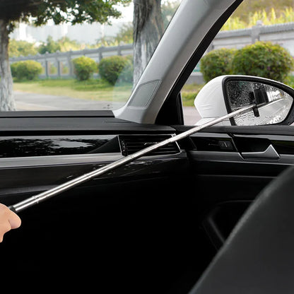 Car Mirror & Glass Cleaning Tool | Telescopic Handle with Wiper and Scraper | Reach Difficult Interior & Exterior Spots