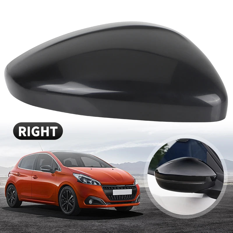 Pair of Door Mirror Cover Caps | Replacement Housing for Peugeot 208 (2012-2019) | Left & Right Side Exterior Shell