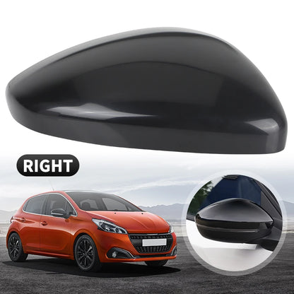Pair of Door Mirror Cover Caps | Replacement Housing for Peugeot 208 (2012-2019) | Left & Right Side Exterior Shell