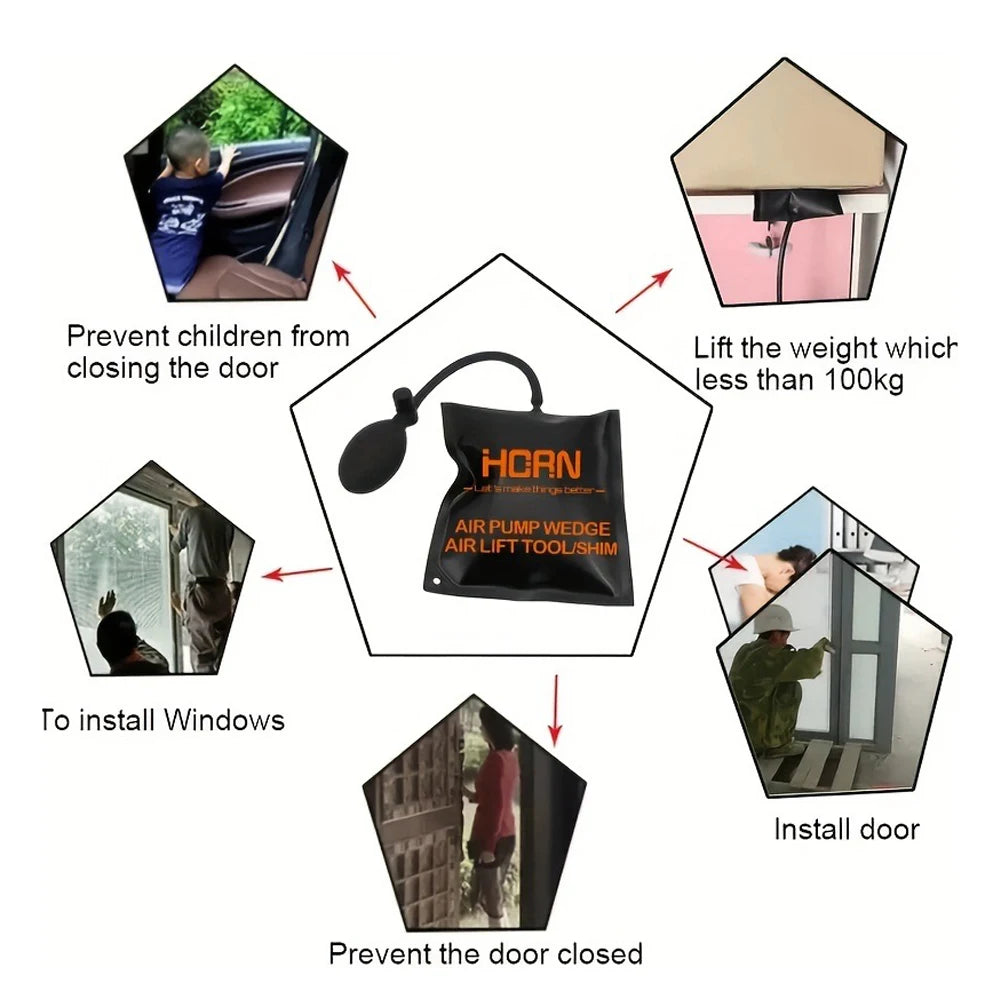 Powerful Air Pump Wedge Kit | Safe Door & Window Spacer for Car Repair | Anti-Scratch Installation Tool