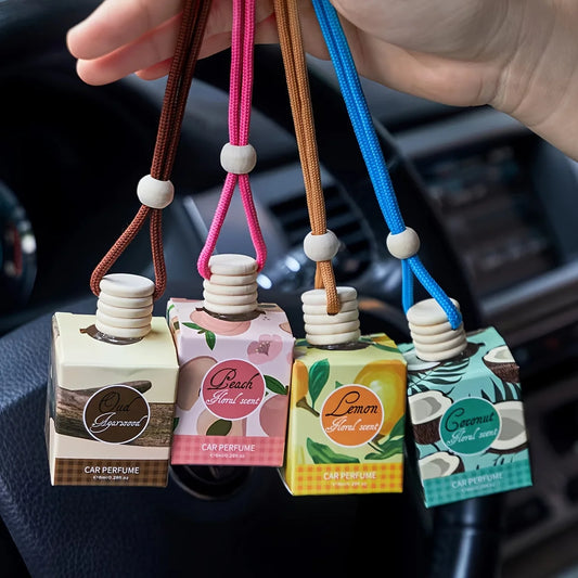 Long-Lasting Car Deodorizer & Perfume | Natural Wood & Coffee Scented Air Freshener Block | Auto Aromatherapy Can