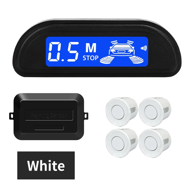 Hippcron 4-Sensor Parking Aid Kit | 3" LCD Display with Backlight | Universal Buzzer & Visual Alerts for Car Reverse Safety