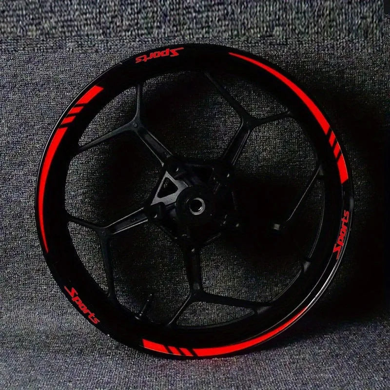 12-Piece Motorcycle Wheel Sticker Set | Reflective Rim Decals for 18-21 Inch Wheels | Night Safety & Styling Upgrade