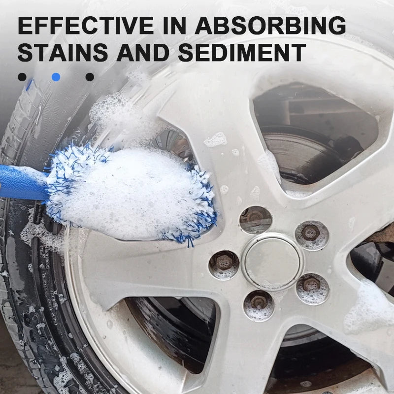 Soft Wheel Detailing Brush | for Alloy Rim & Tire Cleaning | SEAMETAL Plush Hub Dust Removal Tool