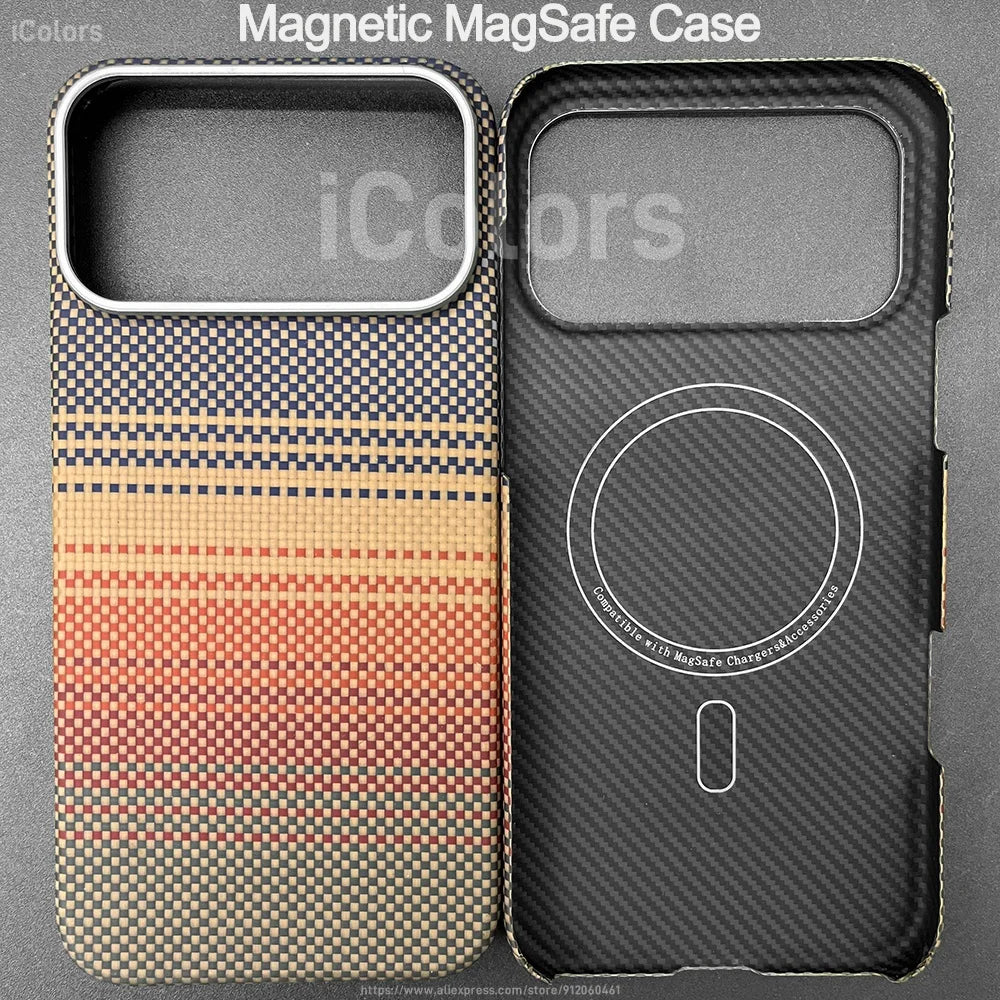 Magnetic MagSafe Case for iPhone 17 Pro Max/17 Pro/17 Air/17 Aramid Carbon Fiber Case Ultra thin Lightweight Aramid Fiber Cover