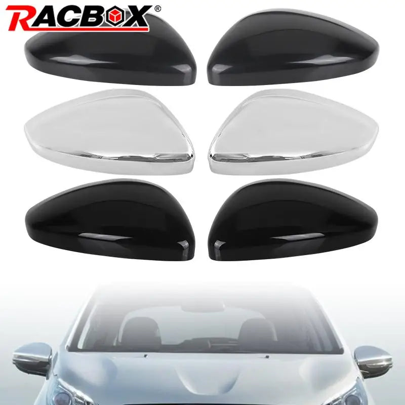Pair of Door Mirror Cover Caps | Replacement Housing for Peugeot 208 (2012-2019) | Left & Right Side Exterior Shell