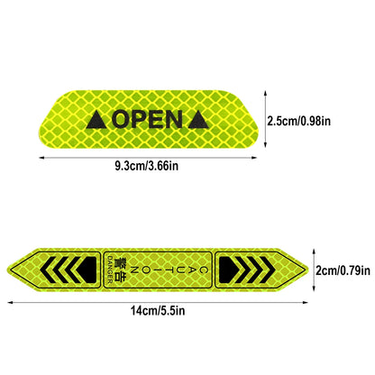 4-Piece Car Door Edge Protector & Warning Sticker Set | Reflective Safety Tape for Exterior & Interior | Prevents Scratches