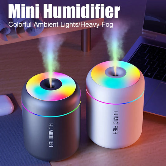 180ML Mini USB Humidifier & Aroma Diffuser | 7-Color LED Mood Light for Home, Car, Office | Essential Oil Purifier